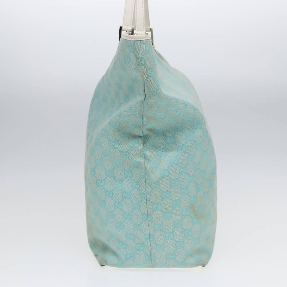 GUCCI GG Canvas Tote Bag Light Blue White Gold 002 002 - Picture 4 of 16